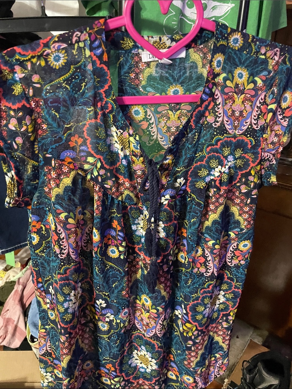 Colorful Floral Paisley V-Neck Blouse